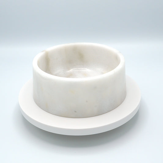 Marble food and drink bowl | White