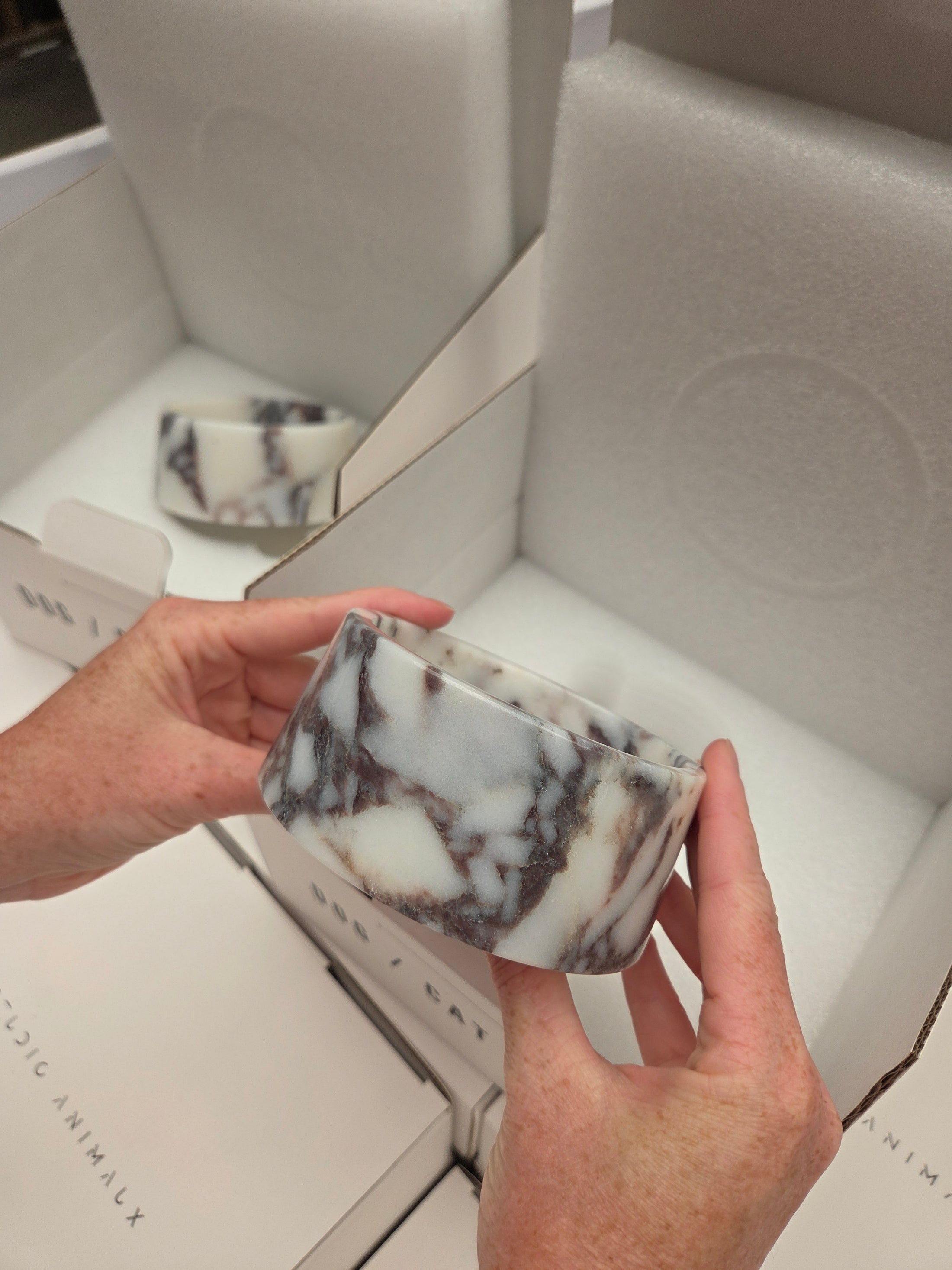 Marble food and drink bowl | Calacatta Viola