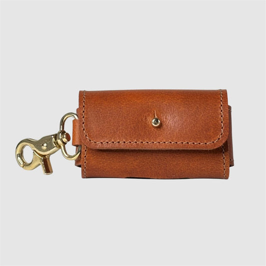 Leather waste bag holder - Cognac
