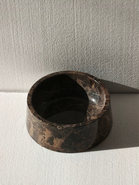STUDIO ANIMAUX | Marble food and drink bowl | Dark Emperador